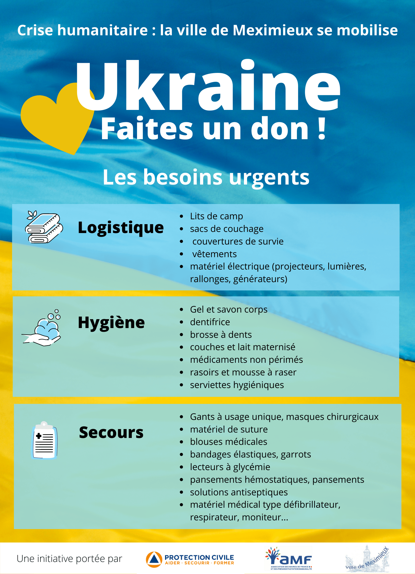 Dons UKRAINE - les besoins urgents