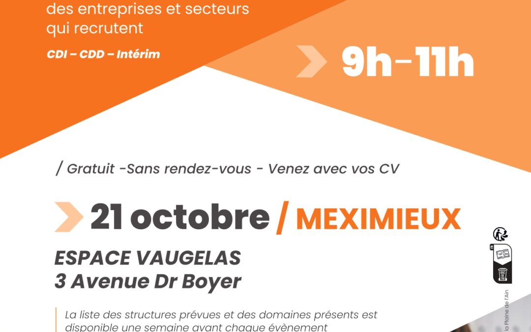 LES MARDIS DE L’EMPLOI A MEXIMIEUX
