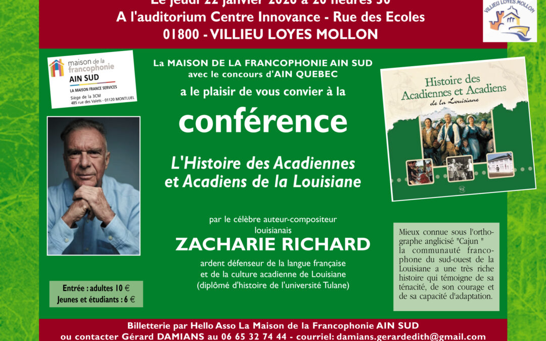 HISTOIRE DES ACADIENS DE LOUISIANE | CONFERENCE AU CENTRE INNOVANCE